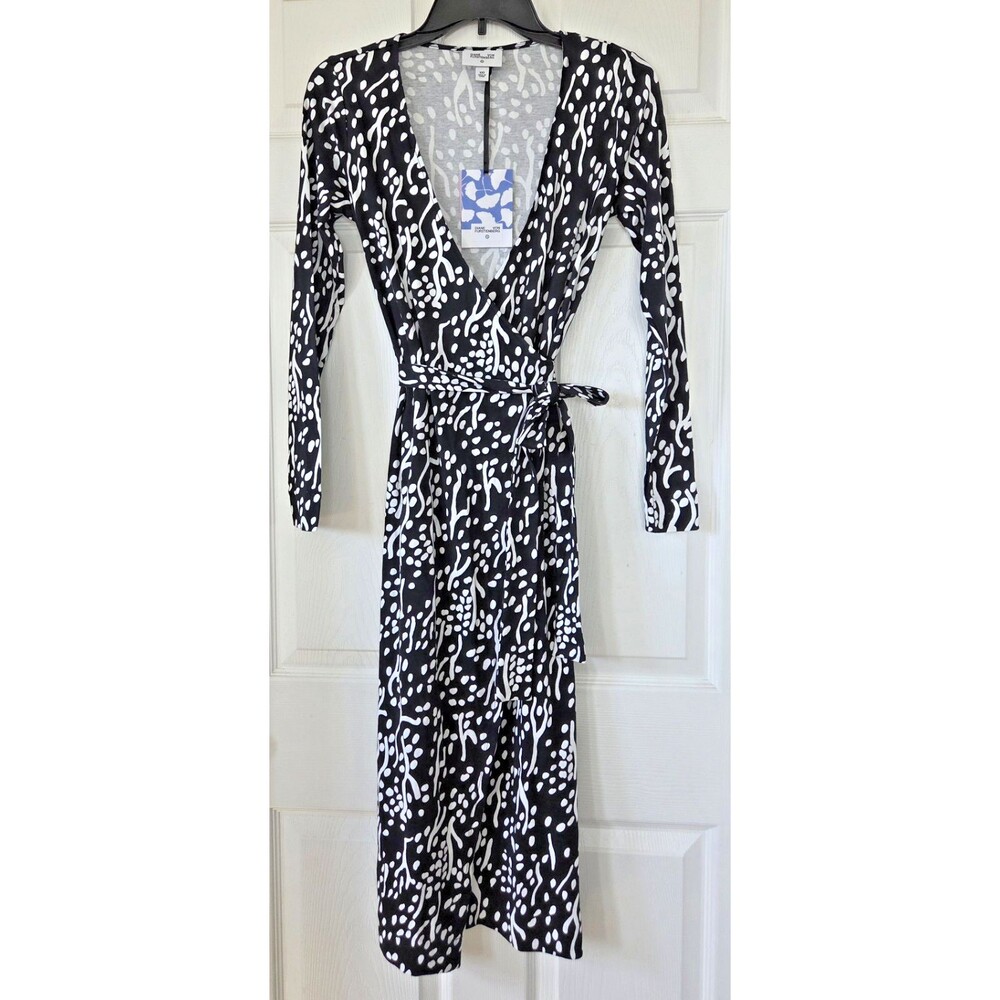 Diane Von Furstenberg x Target Black & White Wrap Dress Deep V-Neck Midi XXS NWT